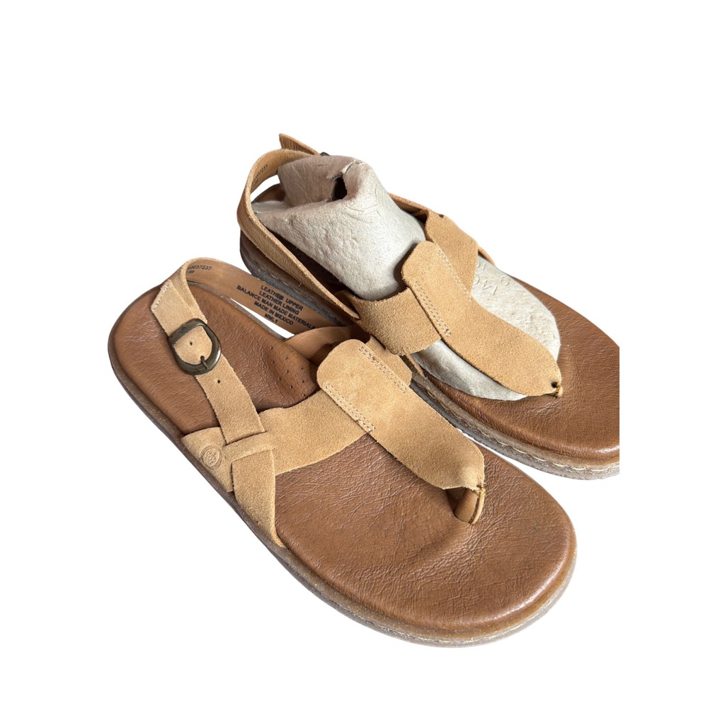 Born Tan Leather Slingback Thong Sandals Womens 8 M/W BR0037237 Boho Flats
